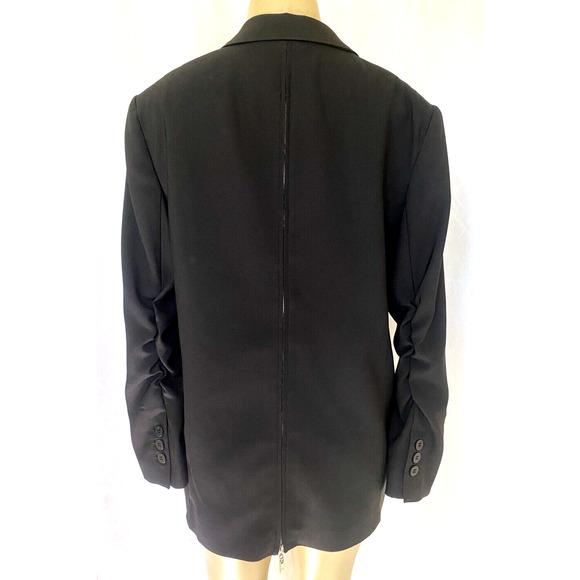 Alberto Makali Jacket Blazer One Button Ruched Sleeve Back Zipper Lined L - Picture 3 of 7